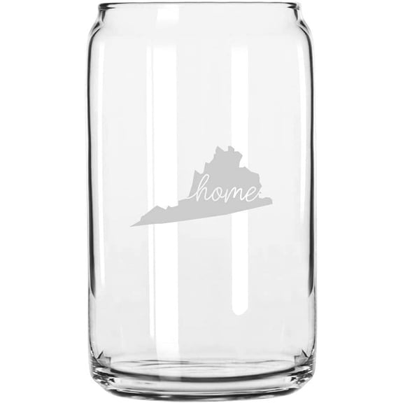 Virginia Home States Etched 16oz Libbey Can Glass