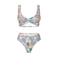 thumbnail image 4 of Rocae Colorful Cute Pig for Bikini Set for Women Two Piece Sexy High Swimsuits Split Crossover Bikini XX-Large, 4 of 9