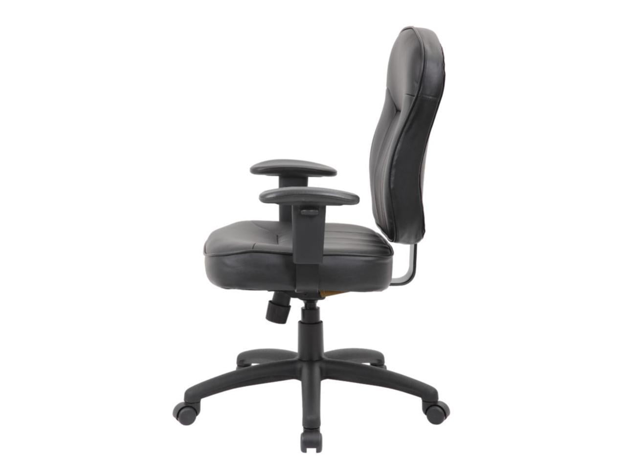 Boss Office Products Black Leather Task Chair with Adjustable Arms