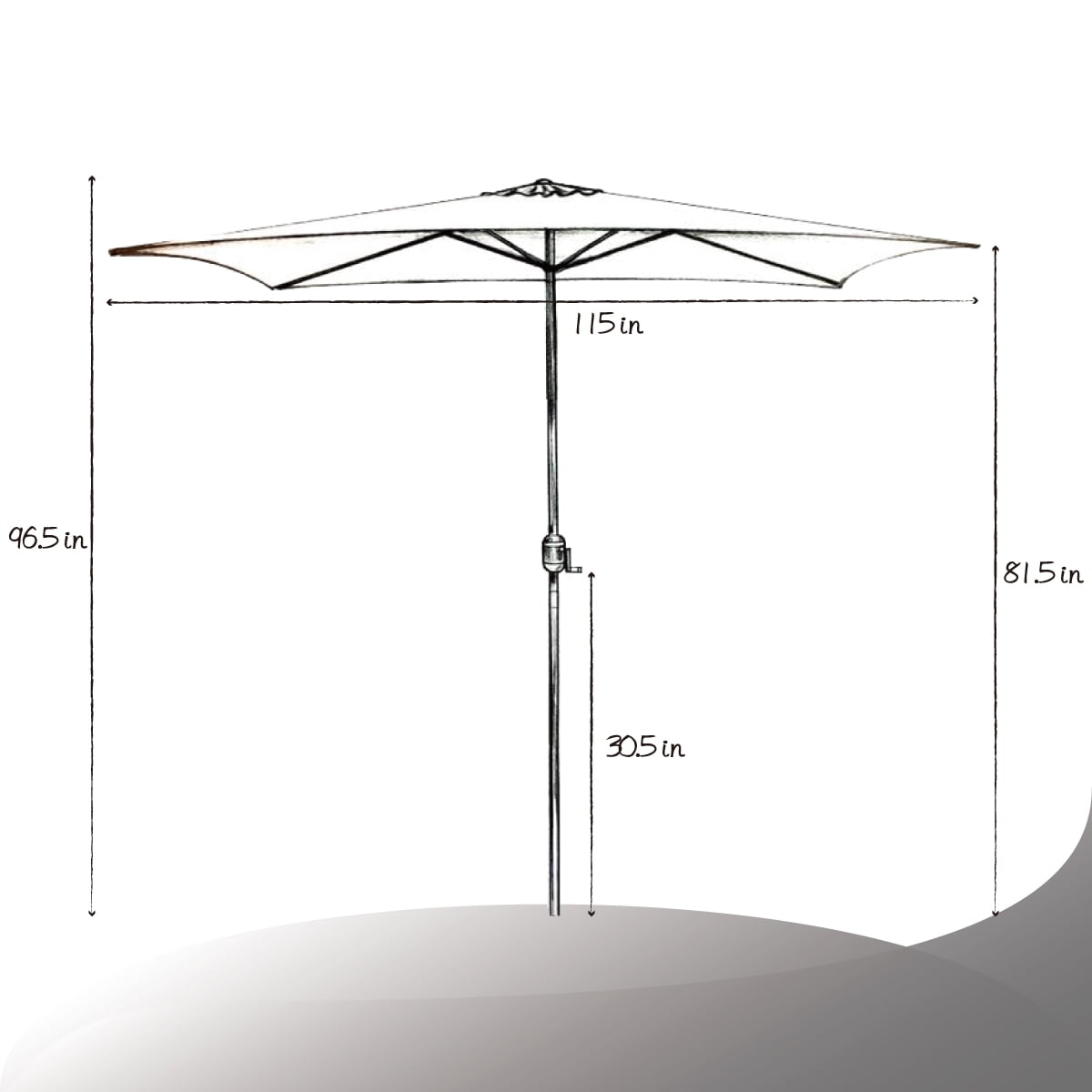 Maypex 10x6.5ft Rectangle Patio Umbrella with Crank - Tan