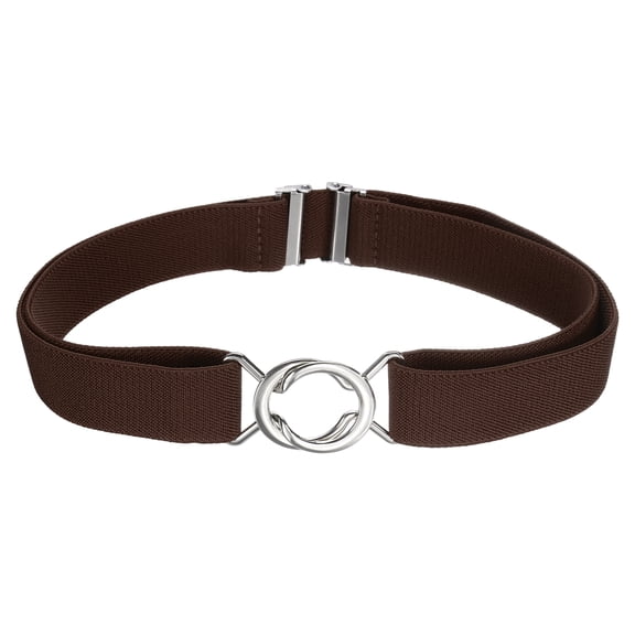Uxcell Women Stretchy Waist Belt, No Show Elastic Stretch Belts with Flat Buckle for Dresses Jeans Casual Pants, Dark Brown