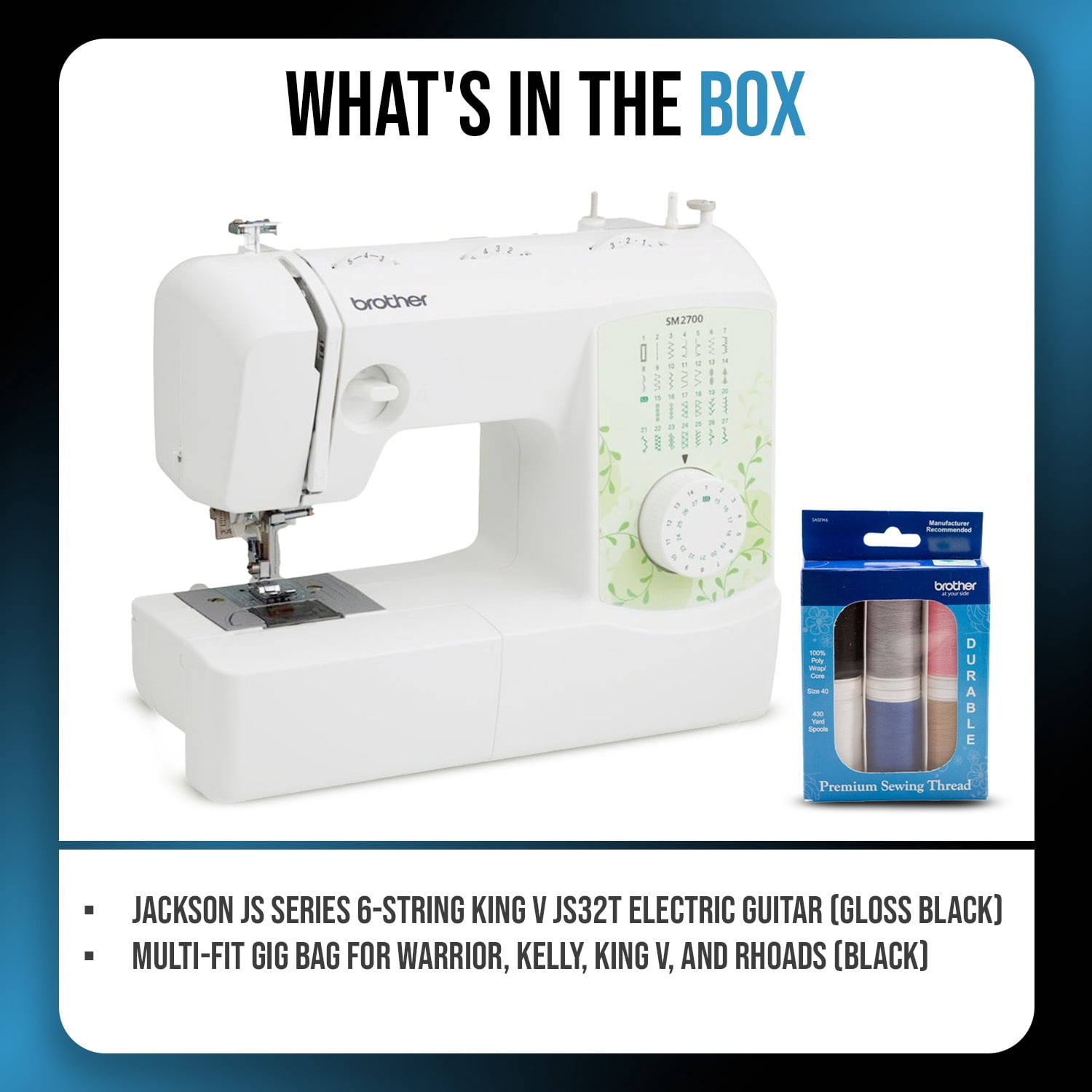 Brother SM2700 27-Stitch Sewing Machine Bundle with 6-Piece Thread (2 Items)