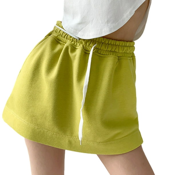 Pantalones cortos Minnieouse mujer Faldas Vestido Sólido cordón Mini A-line Fruta Verde S