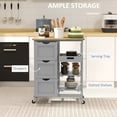 thumbnail image 4 of HOMCOM Kitchen Cart on Wheels with Wood Top, 3 Drawers and Shelves, 4 of 10