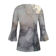thumbnail image 5 of XWSHYW Womens Clothes Women's Casual Trumpet 3/4 Sleeve Printed Buttoned Basic Ruched Corset Tunic Tops Pleated Shirts Blouses, Sizes S-2XL, 5 of 5