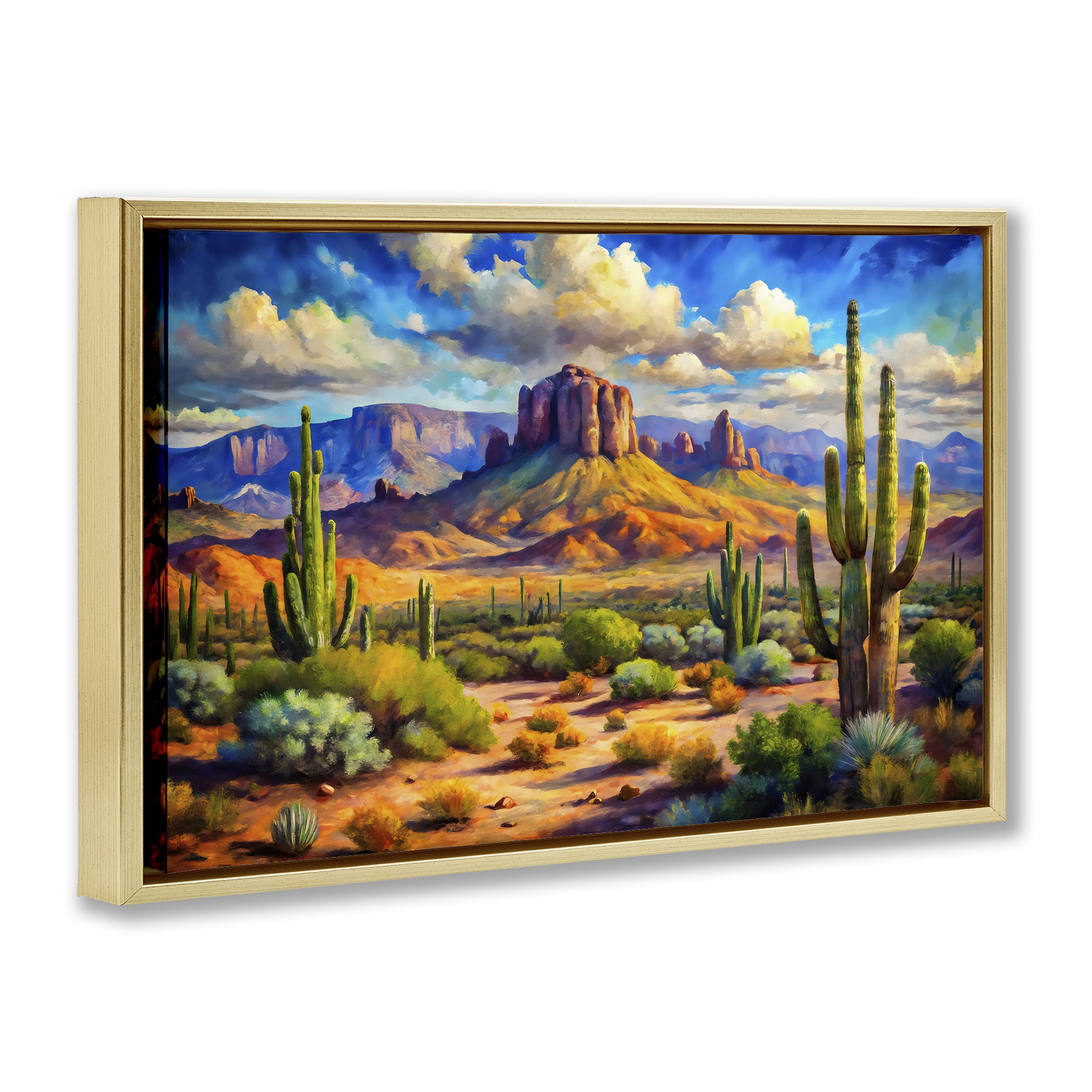 Stupell Industries Majestic Saguaro Desert Landscape Gold Framed Floater Canvas Wall Art, design by Creative Studio