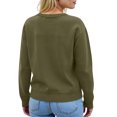 thumbnail image 7 of Women's Sweater Cute Fun Printing Sweater Fall And Winter Long Sleeve Knitted Sweater for Fall Winter Solid Color Basics,Army Green,L, 7 of 7