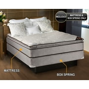 Spinal Dream Plush Pillow Top (Eurotop) Mattress and Box Spring Set (Queen Size) Sleep System with Enhanced Cushion Support- Fully Assembled, Great for your Back - By Dream Solutions USA