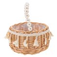 thumbnail image 4 of Cesta de mimbre para niña de las flores con asa de perla artificial, pequeña cesta tejida para bodas, decoración de fiesta de boda para niña de las flores, cesta de mano, 4 of 7