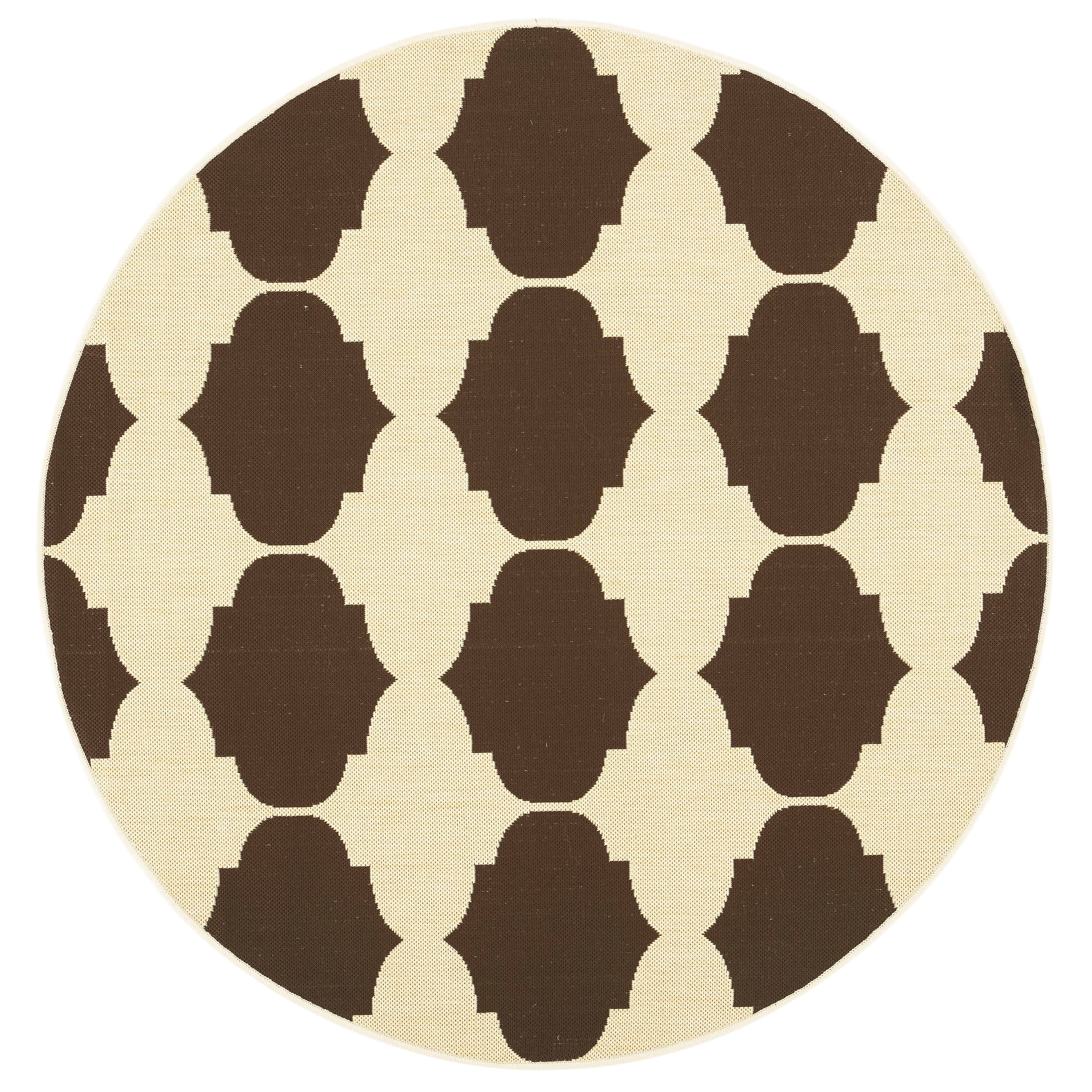 Safavieh Courtyard Elwyn Geometric Indoor/Outdoor Area Rug, Beige/Chocolate, 5'3" x 5'3" Round