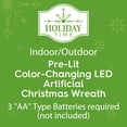 thumbnail image 4 of Scottsdale Pine Color-Changing Pre-Lit LED Battery Powered Christmas Wreath with Timer, Green, 24", by Holiday Time, 4 of 7