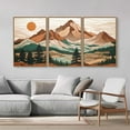 thumbnail image 4 of FCCUYE Large Mountain d Canvas Wall Art Set of 3, Boho Nature Forest Wall Decor, Neutral Wooden Pine Trees Artwork, Sunrise Ridge Landscape Art Printing for Living Room Bedroom Office 16"x24", 4 of 6