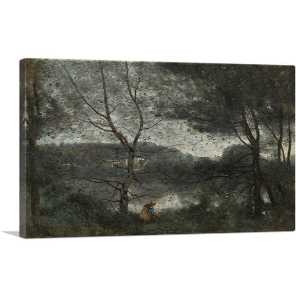 ARTCANVAS Ville d'Avray 1870 Canvas Art Print by Jean-Baptiste-Camille Corot - Size: 26" x 18" (0.75" Deep)