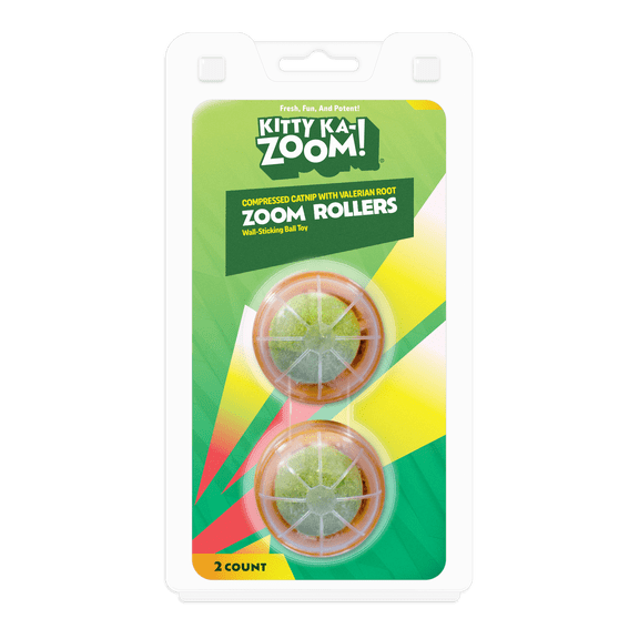 Kitty Ka Zoom Catnip and Silvervine Rollers for Cats - 2 Pack