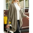 thumbnail image 2 of Doublju Womens Long Dolman Sleeve Open Front Round Shape Waffle Cardigan, 2 of 5