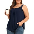 thumbnail image 3 of Daystry Plus Size Tank Tops for Women Loose Fit Lace Sleeveless Women's Summer Tanks Navy Blue 2X, 3 of 13