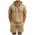 thumbnail image 2 of Stamzod Mens Summer Outfits 2026 Short Sleeve Hoodie and Shorts Set Casual Athletic Track Suits Mens Sweatsuit, 2 of 6