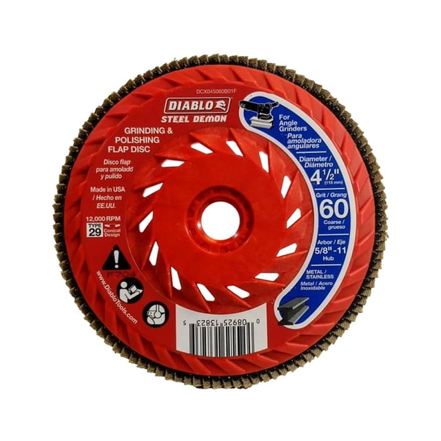 Disco con solapa Diablo Steel Demon, 4.5 pulgadas, 60 granos gruesos, tipo 29