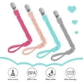 thumbnail image 3 of Infant Pacifier Clip Pacifier Holder LNGOOR 4 Pack Universal Braided Flexible Pacifier Leash Teething Ring Holders for Boys and Girls Baby Teething Toy, Soothie by Hand-Made, 3 of 7