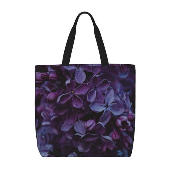 Defioc Lilac Pattern Tote Bag for Women,Large Capacity Tote Bag with Zipper Casual Shoulder Handbags Shopping Bag