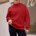 thumbnail image 2 of cfhntfmh Sweatshirts for Women Fall Fashion Outfits Crewneck Long Sleeve Loose Clothes Winter Warm Fleece Lined Pullover Tops (Red,X-Large), 2 of 6