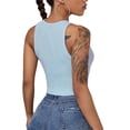 thumbnail image 5 of Liacowi Women Sleeveless Vest Top Solid Crew Neck Rib Crop Top Basic Slim Fit Tee Summer Casual Tank Tops, 5 of 6