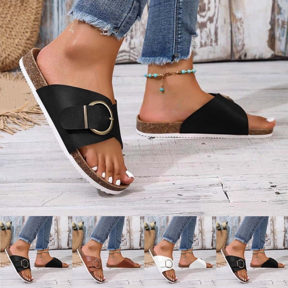 UP to 65% off Sandals for Women, Xunlbb Women's Fashion Casual Spring And Summer New Open Toe Flat Beach Sandals(Black,Size:36)