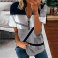 thumbnail image 3 of Birdeem Mode Femmes Été Col en V Manches Courtes Imprimé Fermeture Éclair T-Shirt Blouse Décontractée, 3 of 6