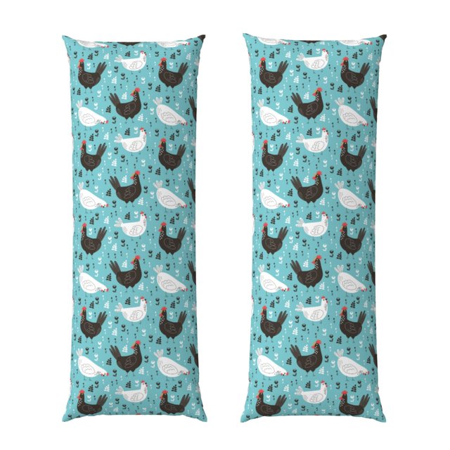 Balery Lovely Roosters Funda Protectora para Almohada Corporal de Algodón Hipoalergénico con Cierre(55 x 21 pulgadas), Almohadas No Incluidas