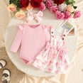 thumbnail image 2 of CAICJ98 Baby Girl Clothes Fall Winter Outfit Long Sleeve Ruffle Romper Plaid Skirt Bow Headband 3 Pcs Set (Pink,3-6 Months), 2 of 8