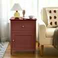 thumbnail image 2 of Costway 2PCS Nightstand Drawer Accent Side End Table Storage Cabinet Cherry, 2 of 11