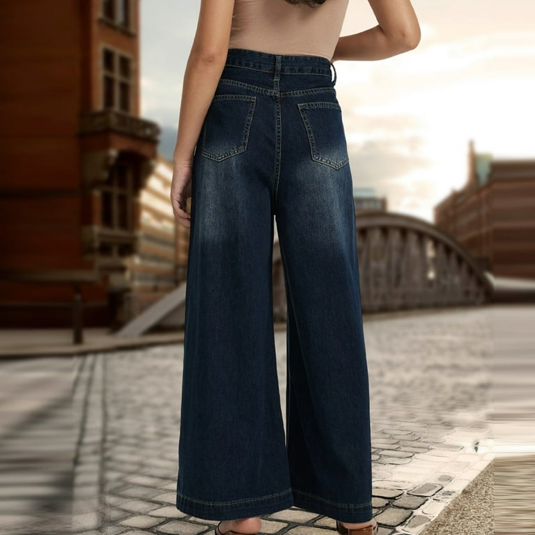 【BAON】Heine Side Pintuck Stitch Wide Denim Pants XL~ WXLWZYWL Wide Leg Jeans for Women Trendy Curvachic Tummy