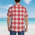 thumbnail image 6 of Xecao Red Plaid Daisy print Hawaiian shirt - a stylish short-sleeve button-down for men, perfect for casual beach and tropical outings., 6 of 9