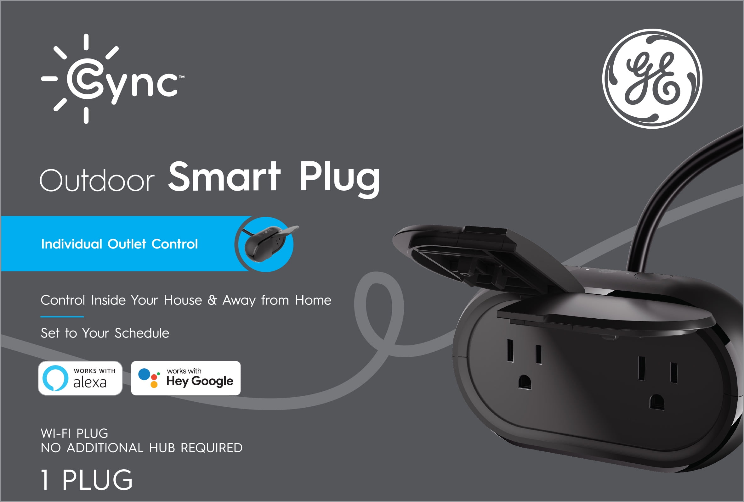 Cync Outdoor Smart Plug, Works with Google Assistant, WiFi Enabled, No