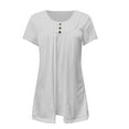 thumbnail image 3 of Baberdicy Ruched Tunic Tops for Women - Casual Short Sleeve Blouses (Leggings Matching, Spring/Summer Outfits) White L, 3 of 3
