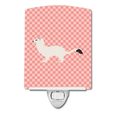 

Caroline s Treasures BB7872CNL Stoat Short-tailed Weasel Pink Check Ceramic Night Light 6x4x3 multicolor