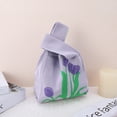 thumbnail image 5 of Unique Bargains 1 Pc Knitted Wrist Bag Flowers Gift Bag Purple, 5 of 5