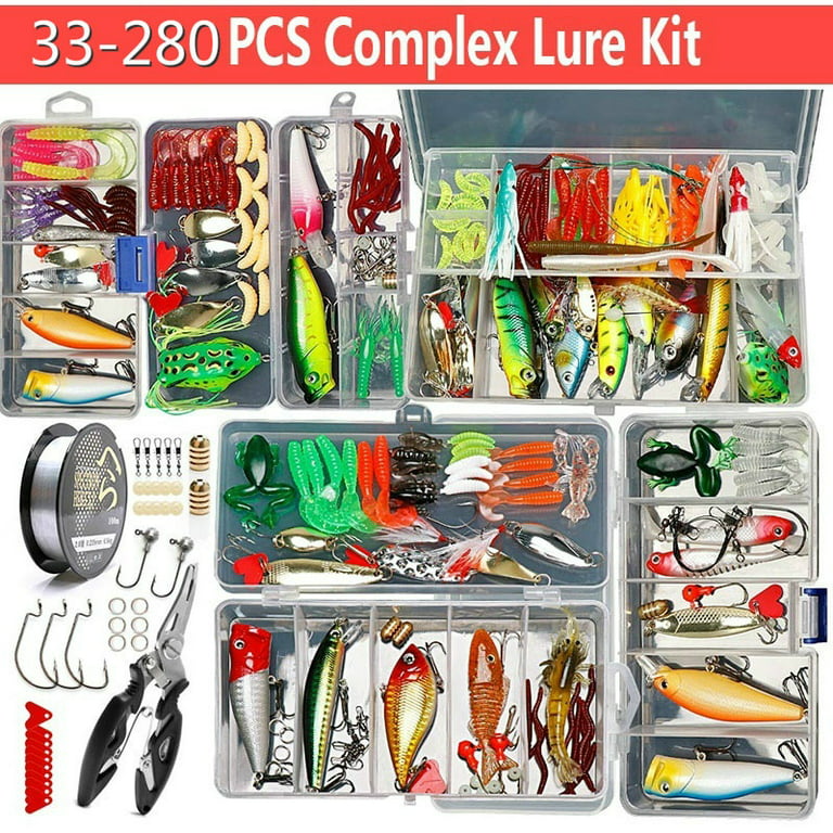 Fishing Lures Assorted Tackle Box: Hard Lures, Minnow, Popper