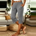 thumbnail image 5 of Antqov Capri Pants for Women Elastic High Waisted Stretch Straight Summer Capris with Pockets Casual Soft Cropped Pants, S-2XL, 5 of 7