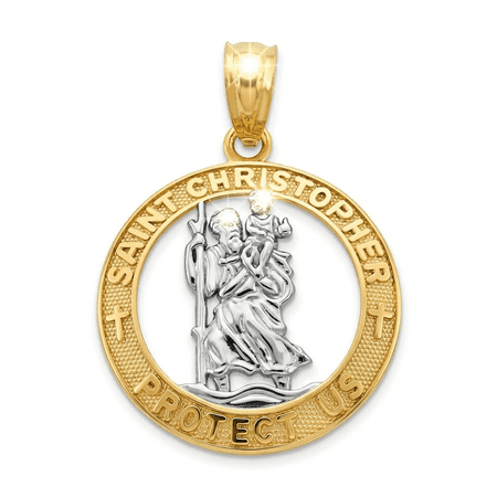 Charm America - Gold Saint Christopher Medal Charm - 10 Karat Solid Gold