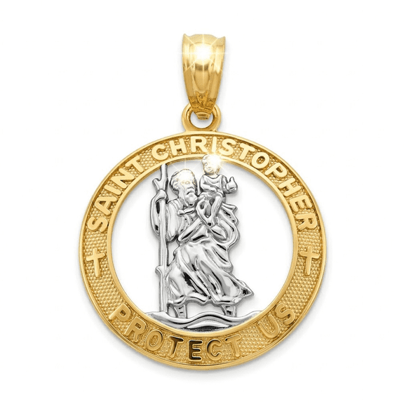 Charm America - Gold Saint Christopher Medal Charm - 10 Karat Solid Gold