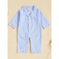 thumbnail image 2 of aturustex Baby Classic Plaid Loungewear for Toddler Girls Boys Pajamas Rompers 0 3M 6M 12M 18M 24M Infant Turn Down Collar Jumpsuits Long Sleeve BodysCute Daily Spring Fall Sleepwear Outfits, 2 of 7