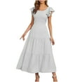 thumbnail image 1 of Hyknon Robes pour Femmes Mode Printemps/été Couleur Unie Manches Courtes Robe Confortable Décontractée Douce Fluide Ample, 1 of 4