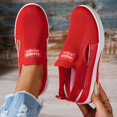 thumbnail image 5 of Women's Hollow Out Slip on Sneakers Summer Breathable Platform Tennis Shoes Lightweight Soft Sole Mesh Walking Loafers Red Size 8.5, 5 of 5