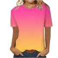 thumbnail image 4 of Yaoyar Women Summer Tops Gradient Color Crew Neck Short Sleeve Workout Shirts Casual Loose Pullover Tshirt Tees, 4 of 5