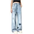 thumbnail image 3 of Bovxnpu Grils Jeans Denim Pants Denim Wide Leg Pants Loose High Waist Casual Trousers, 3 of 6
