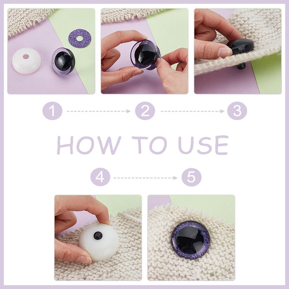 20 Sets 3D Glitter Plastic Safety Eyes for Amigurumi 39.5mm Craft Eyes with Washers Stuffed Animal Eyes for DIY Puppet Bear Crochet(5 Colors)