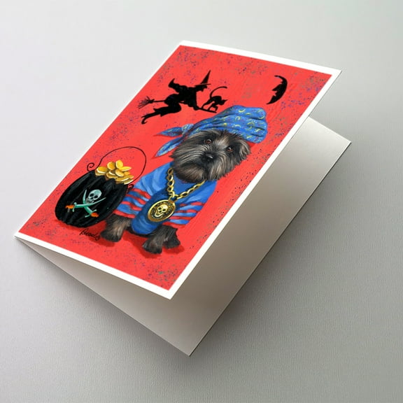 Cairn Terrier Black Pirate Halloween Greeting Cards and Envelopes Pack of 8