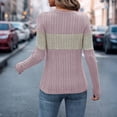thumbnail image 6 of WTOBBY Women's Fashionable Color Block Pullover Top with Round Neck, Long Sleeve Loose Fit for Casual Comfort, Ribbed Design for Trendy Looks, Great for Relaxed Wear,Pink 2XL, 6 of 6