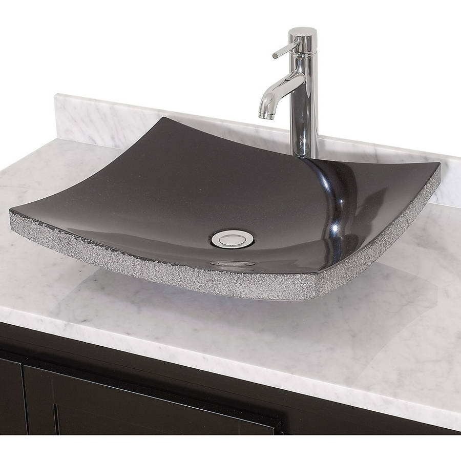 Wyndham Collection Altair Vessel Bathroom Sink in Black Granite